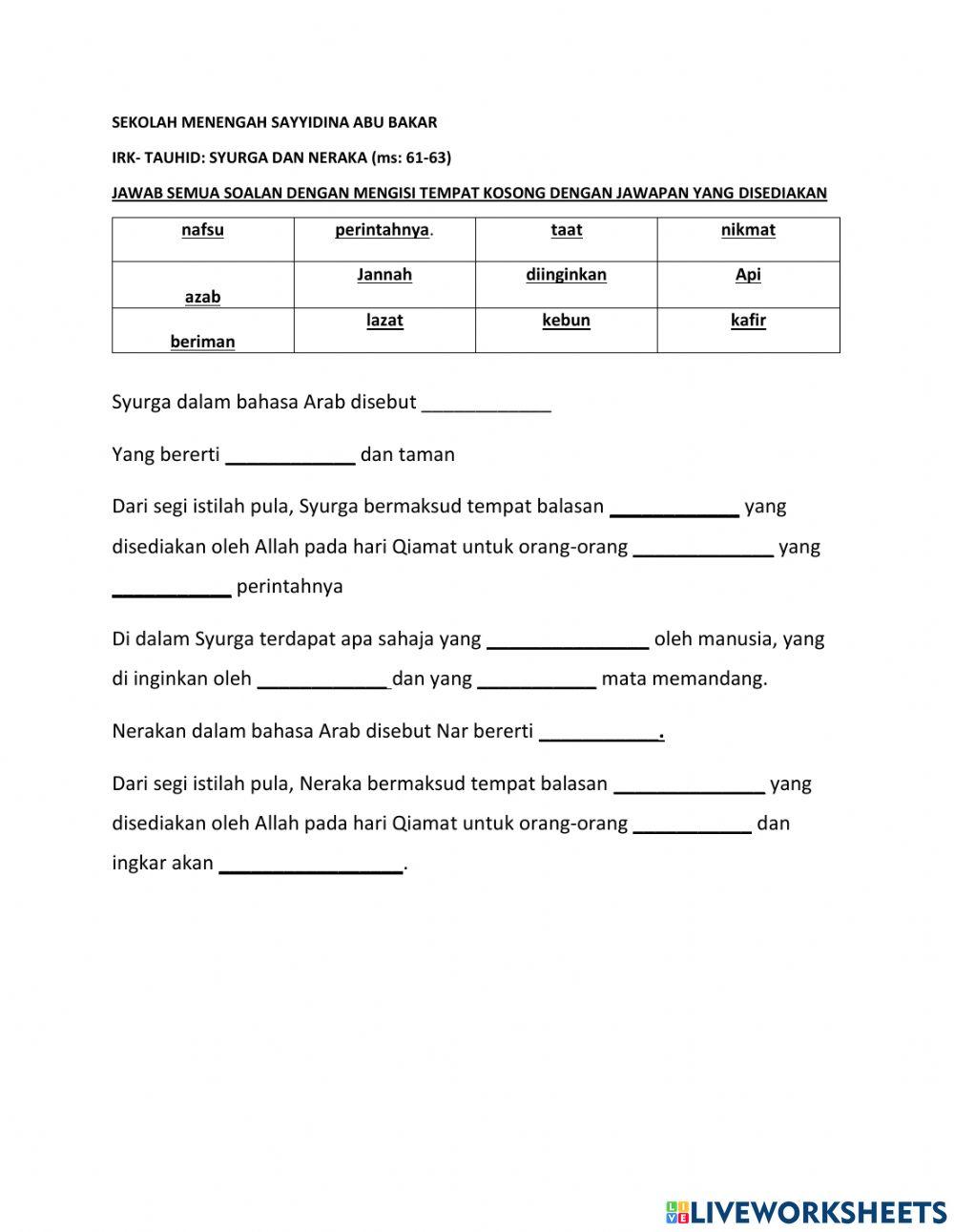 Tauhid-syurga & neraka