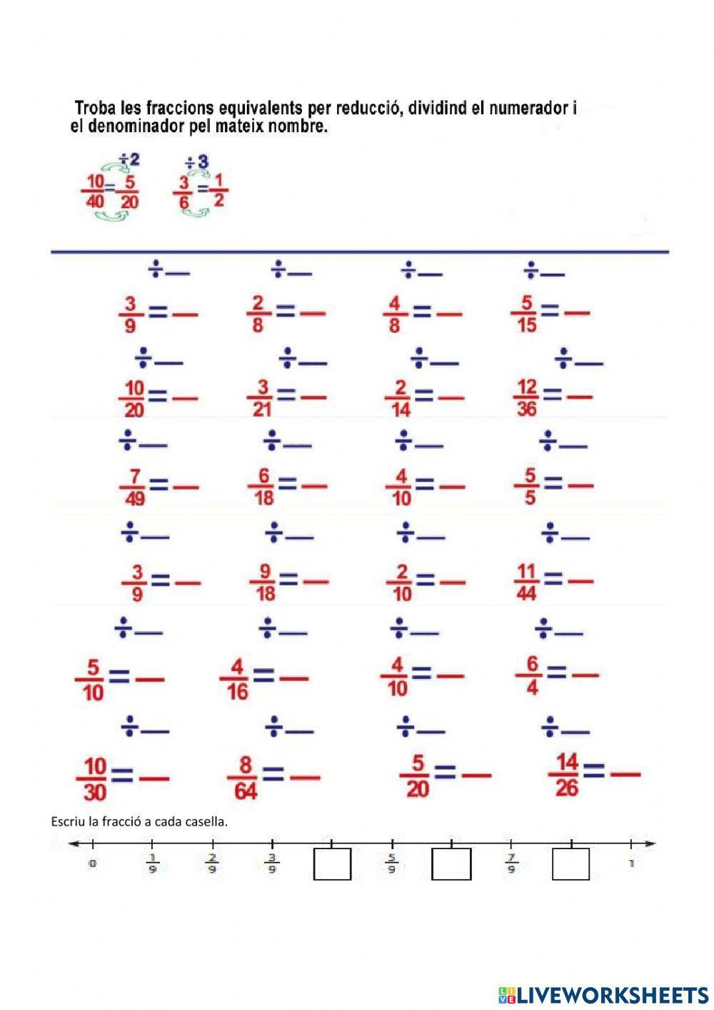 Fraccions equivalents 2