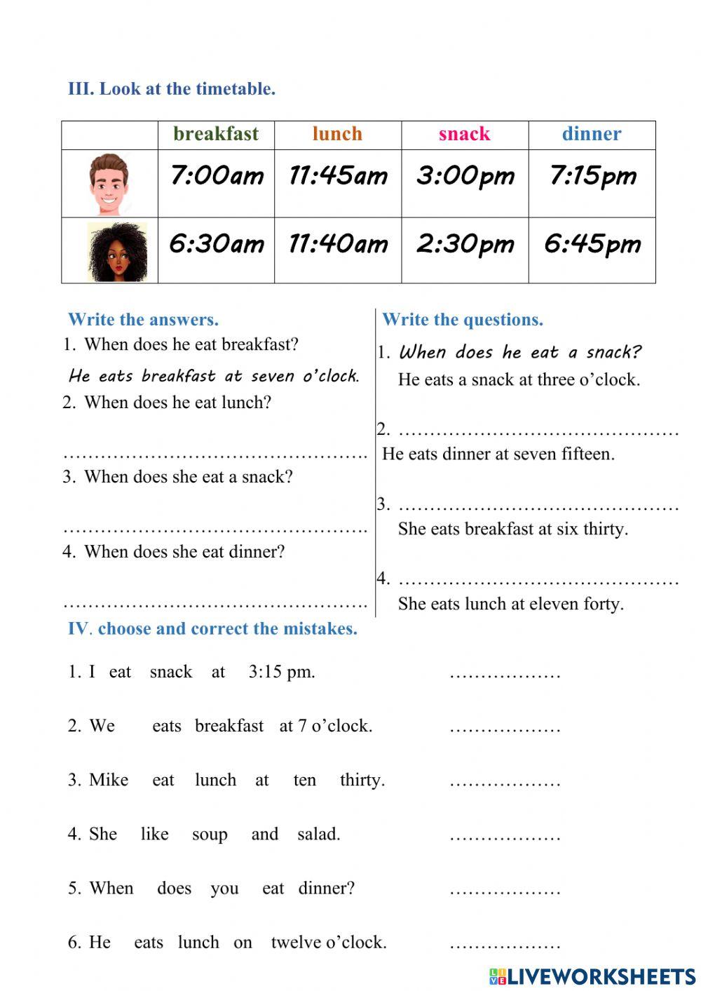 Unit 7 : Lesson 2: Meals