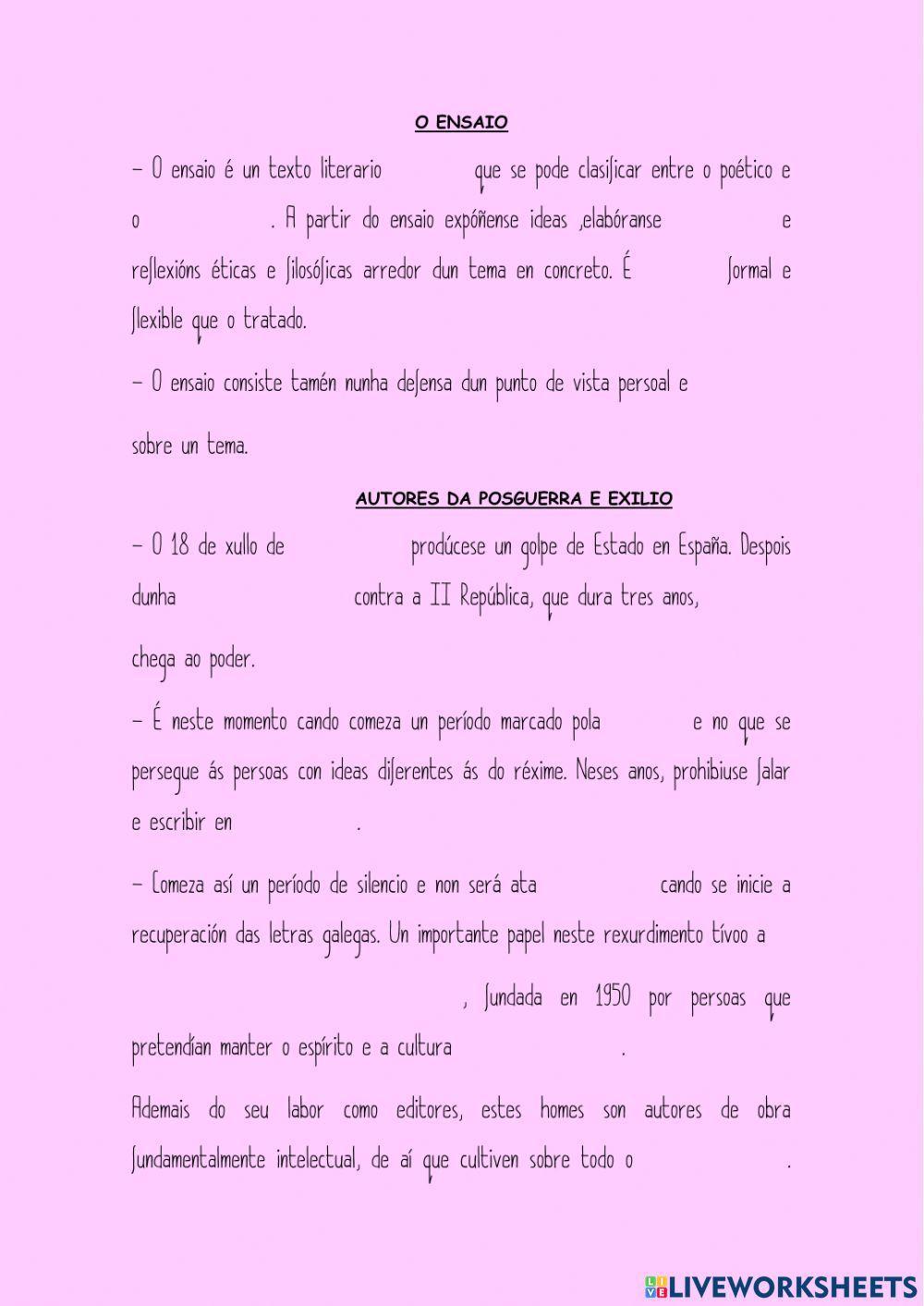 O ensaio e autores galegos na posguerra