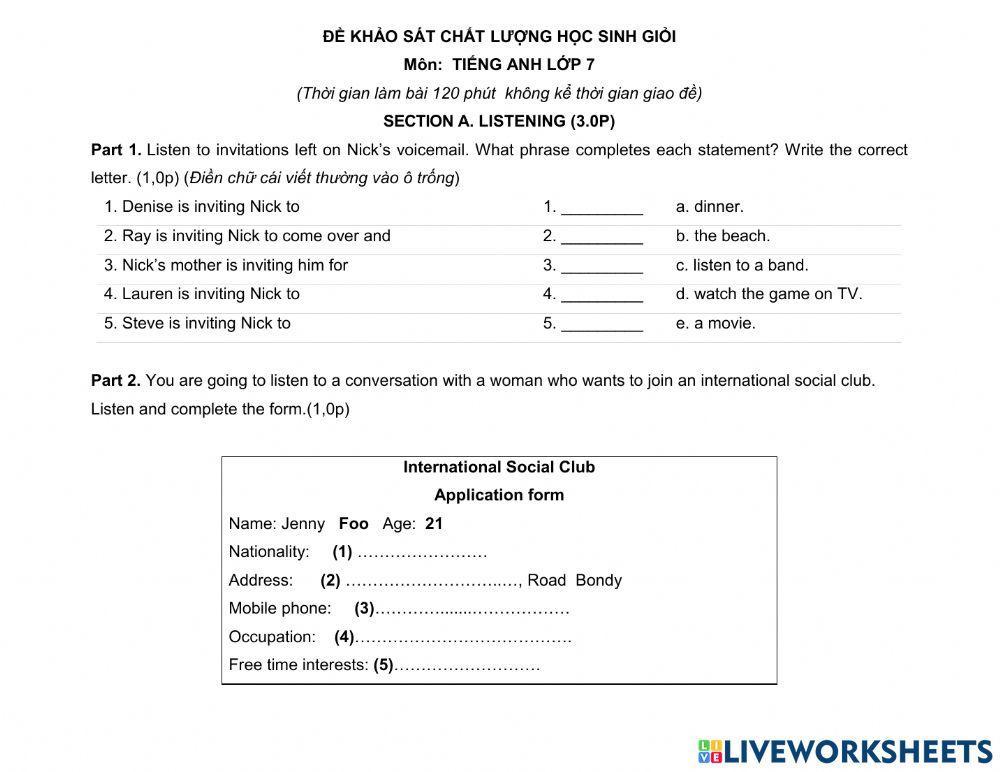 Hsg lớp 7 - ngày 14-1-2020