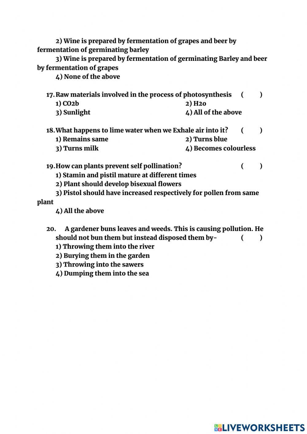 Biology NMMS Previous Paper 1