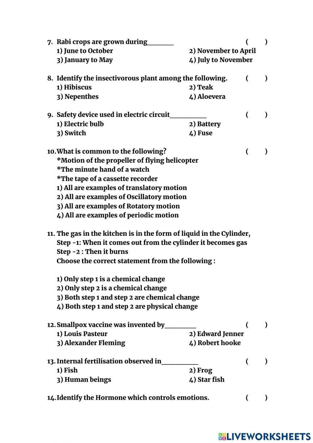BIOLOGY NMMS Previous Paper 2