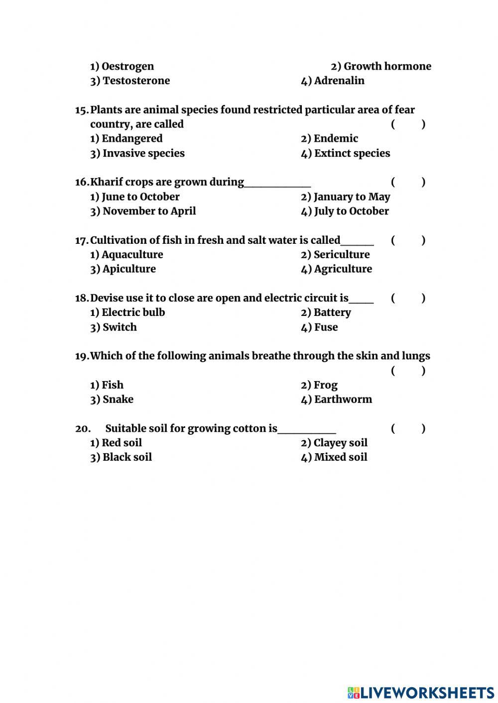 BIOLOGY NMMS Previous Paper 2