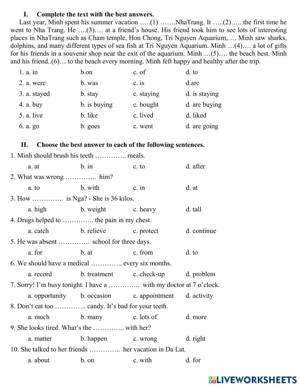 Revision 2 for mid-term test (2nd semester)