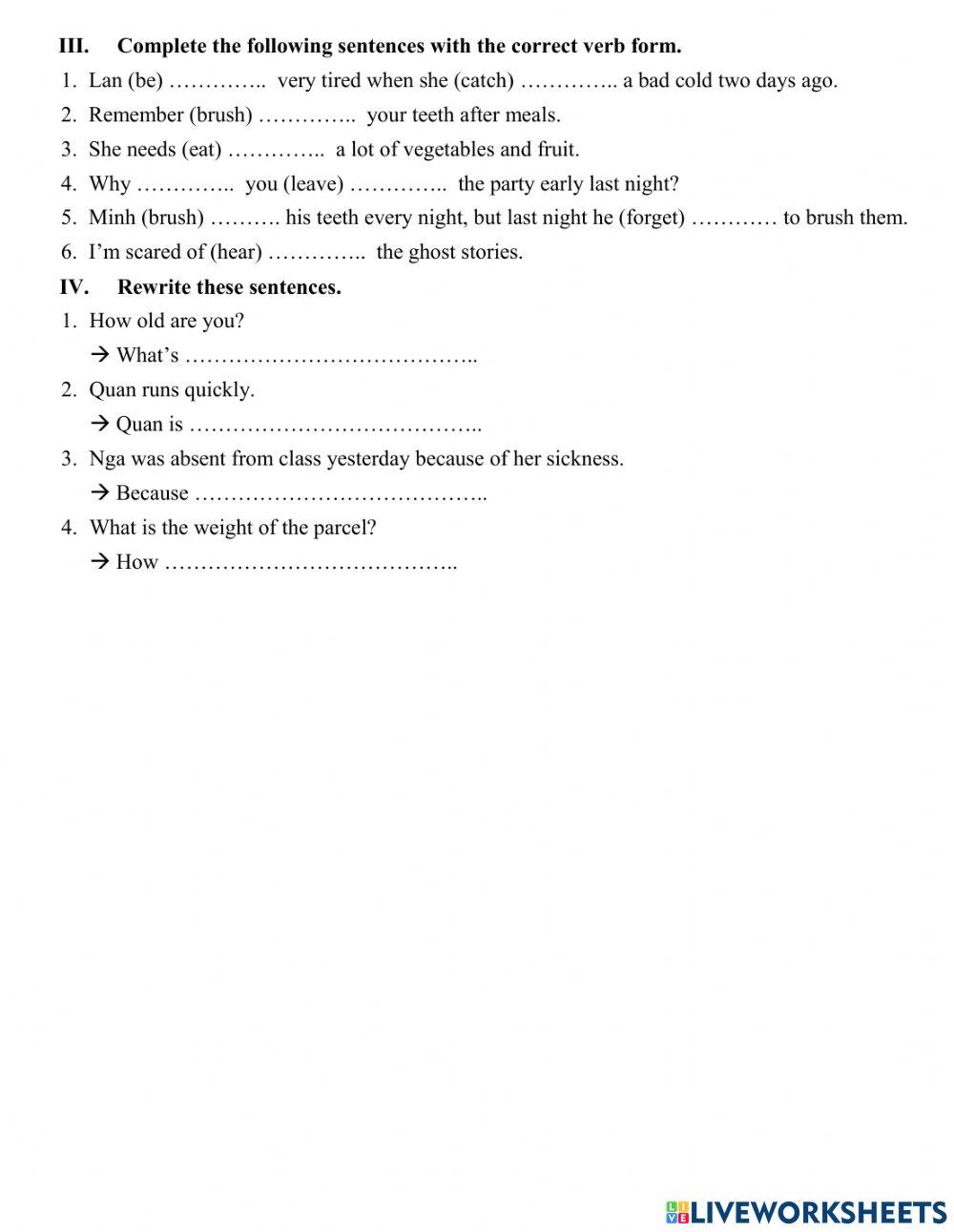 Revision 2 for mid-term test (2nd semester)