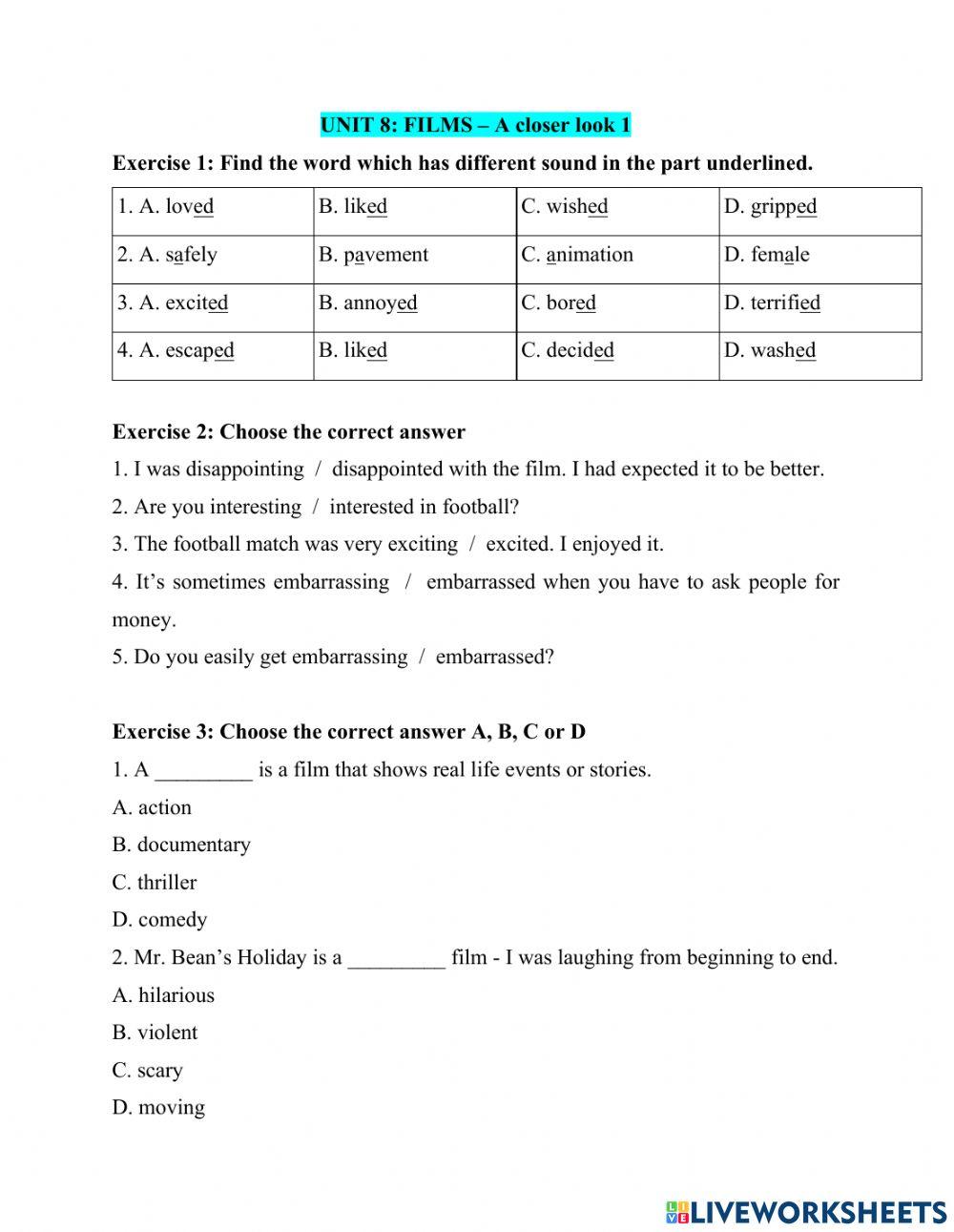 Unit 8: Films - A closer look 1