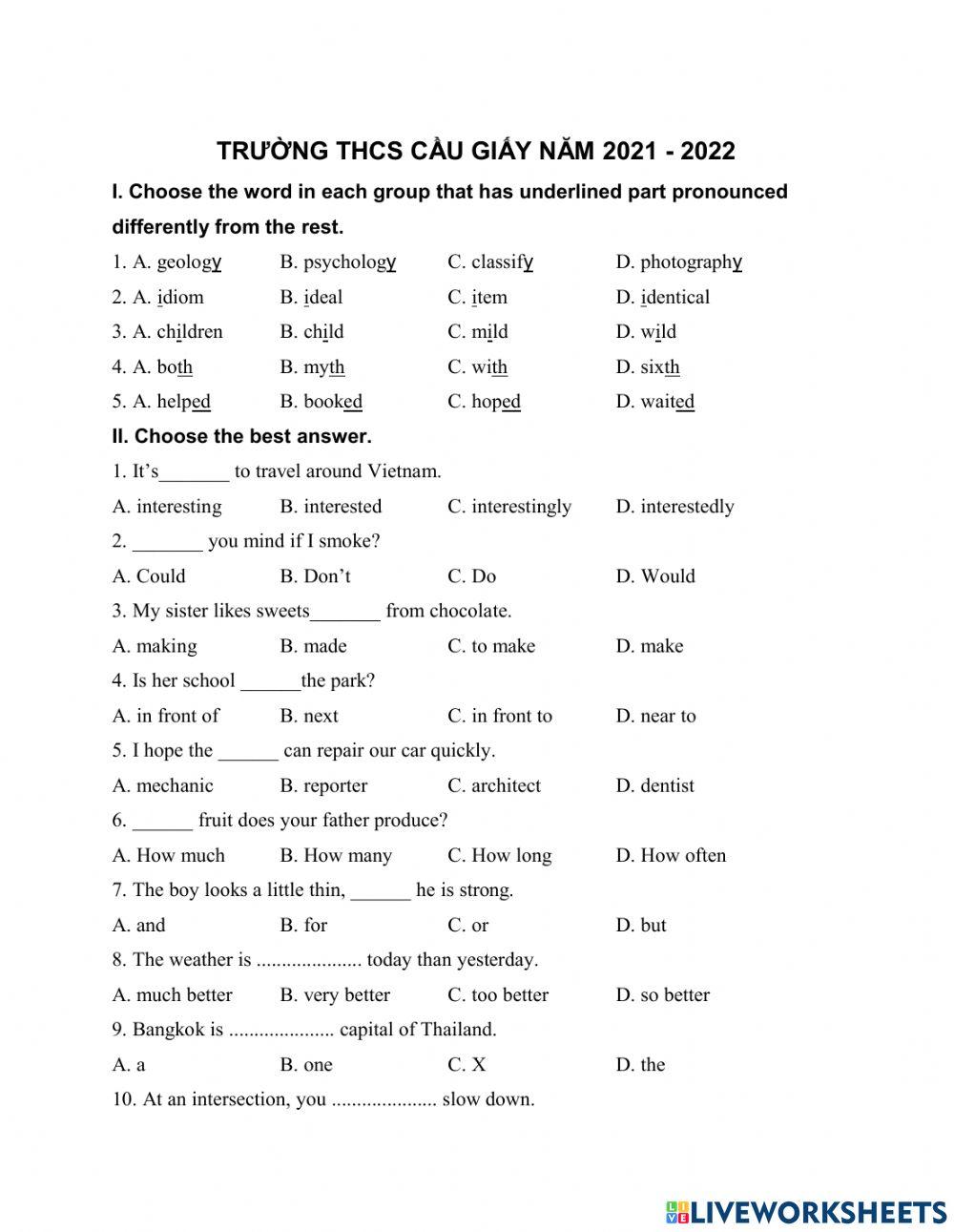 Đề Anh CG 2021-2022