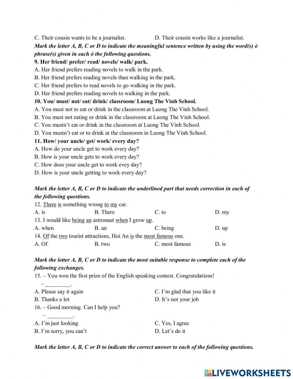 Đề Anh vào 6 LTV 2020