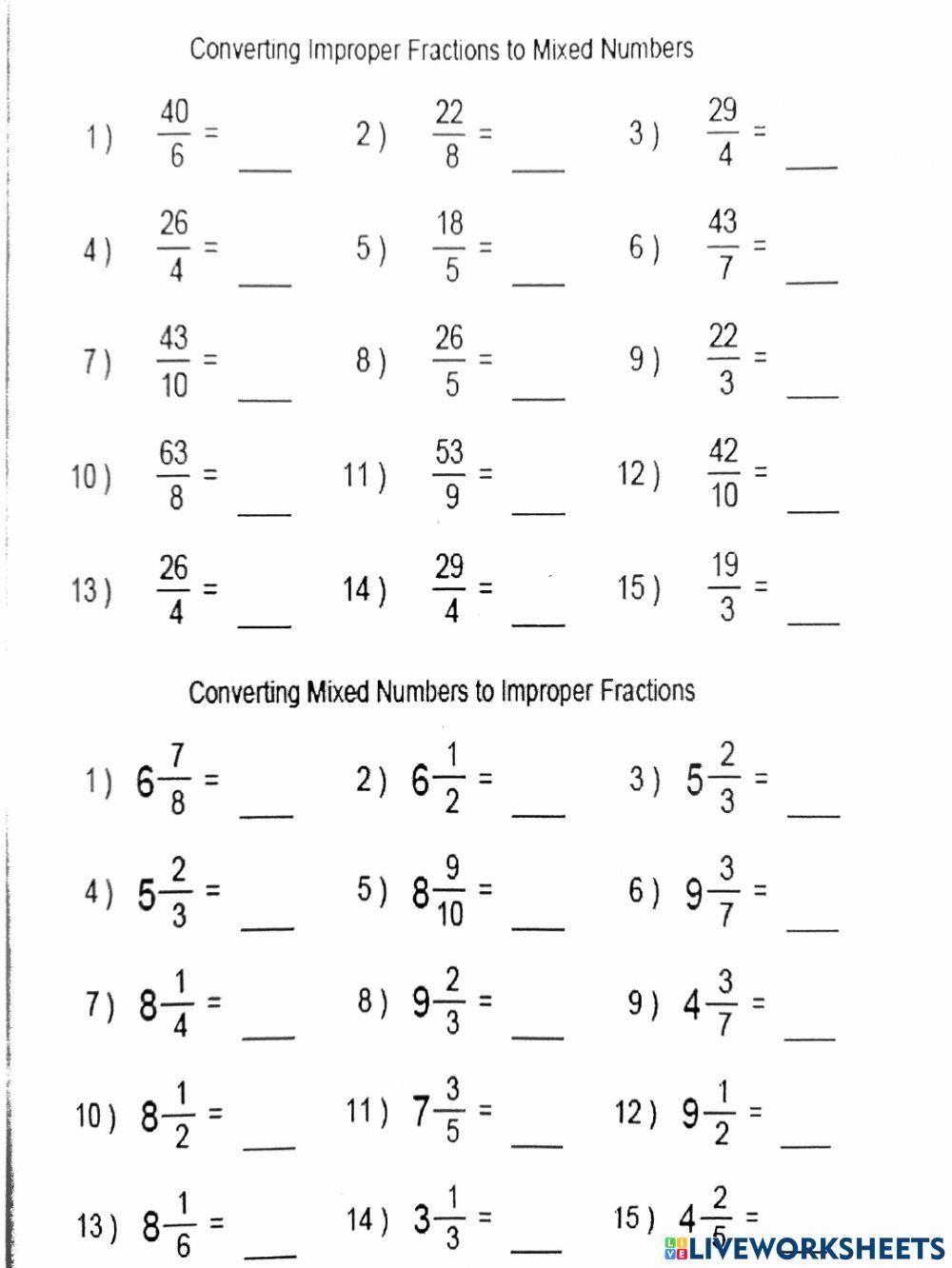 Even more practice on conversion of fractions