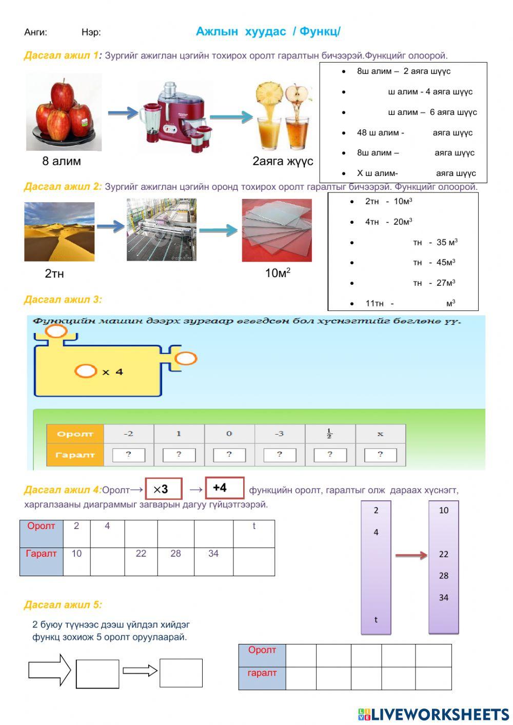 Функц worksheet | Live Worksheets