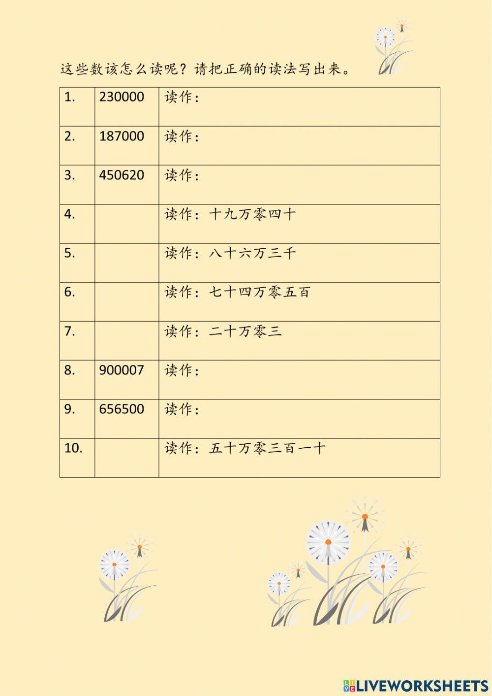 万以上数的读法