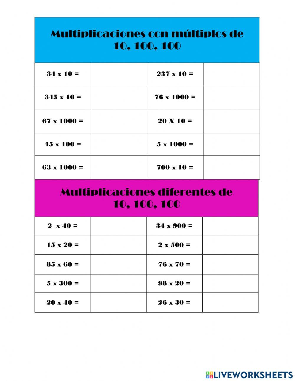 Multiplicaciones multiplos de 10