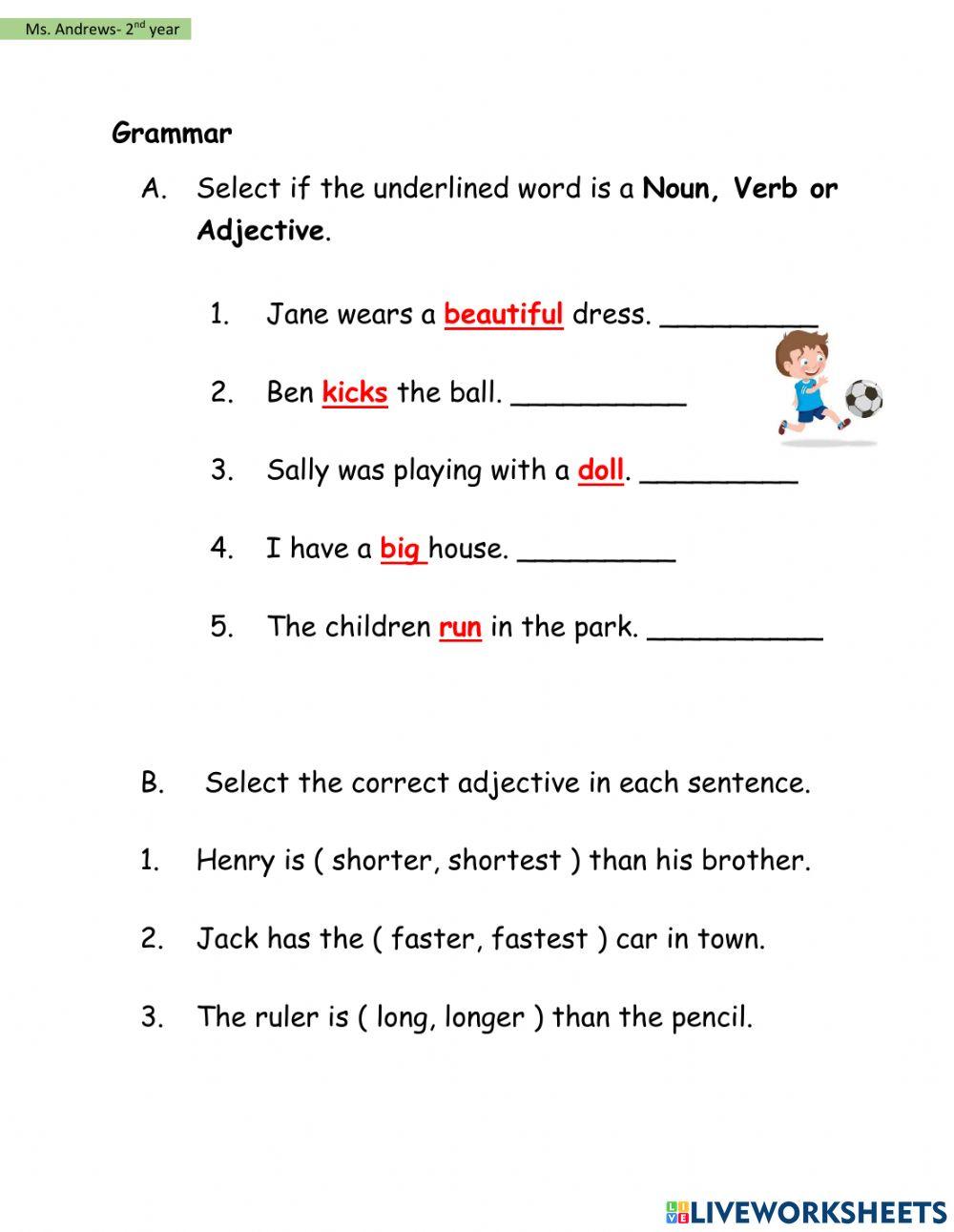 Language Arts Revision Worksheet 2