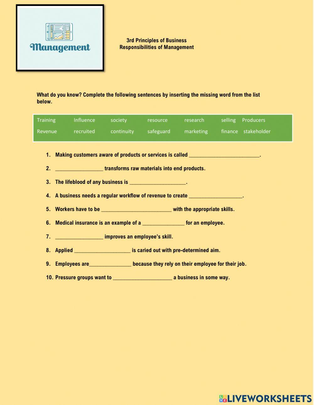 Responsibilities of Management