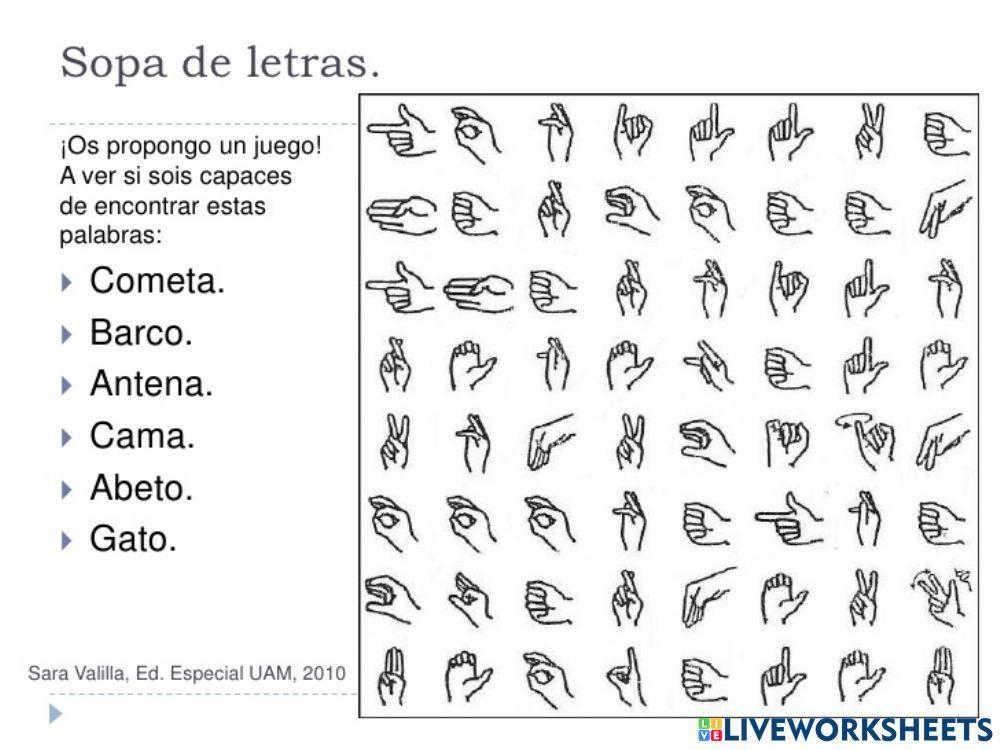 Sopa de letras en LSE