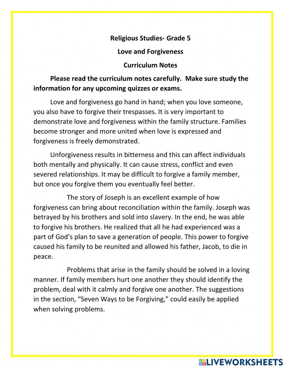 Love and Forgiveness