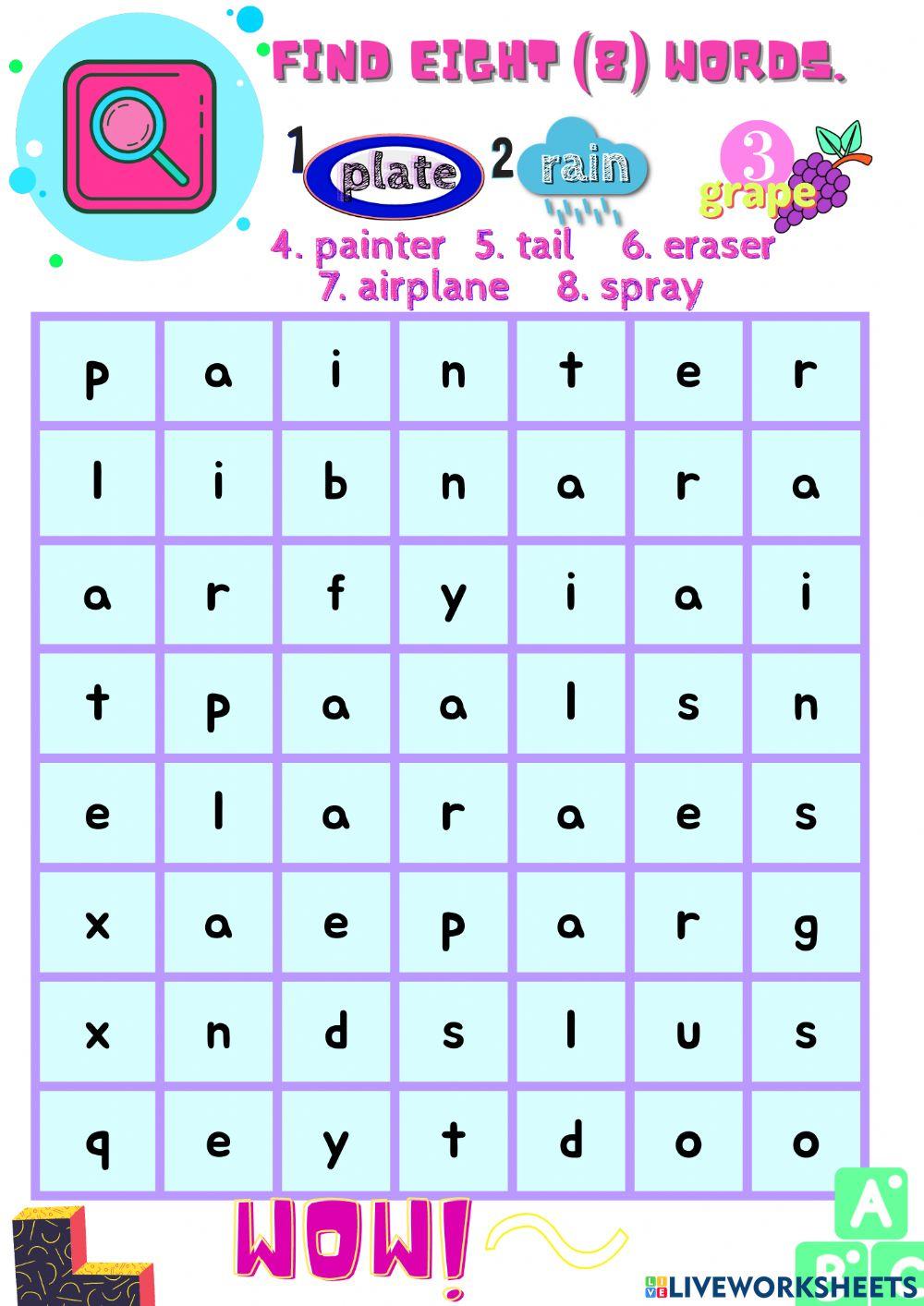 Wordsearch: long 'a' words