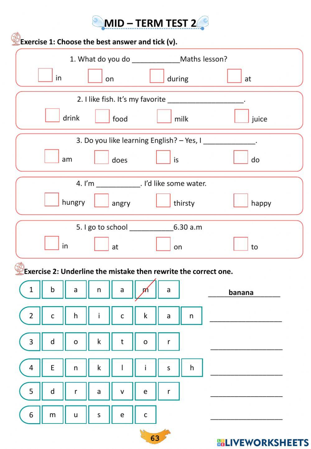 Mid-Term Test 2-grade 4