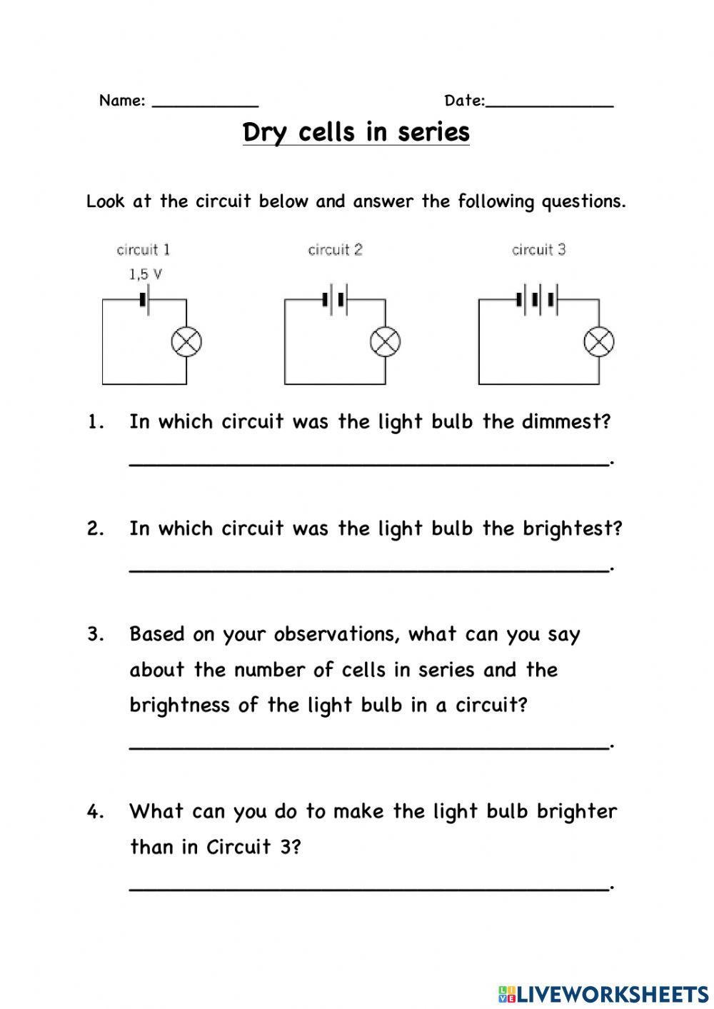 Dry cells in series circuit