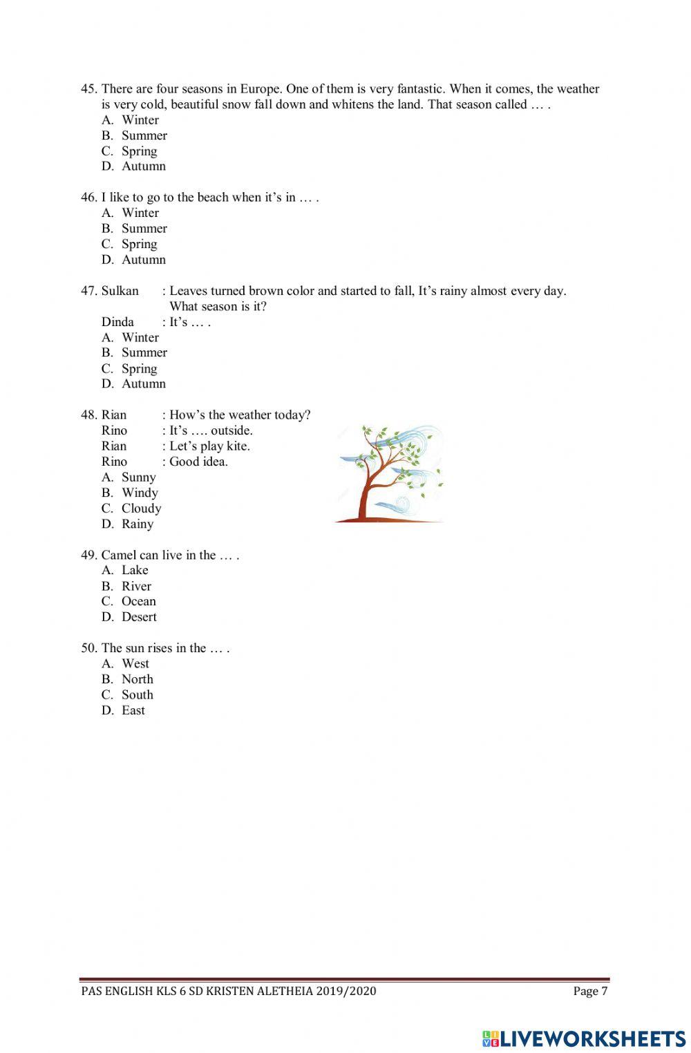 Soal latihan pas kelas 6