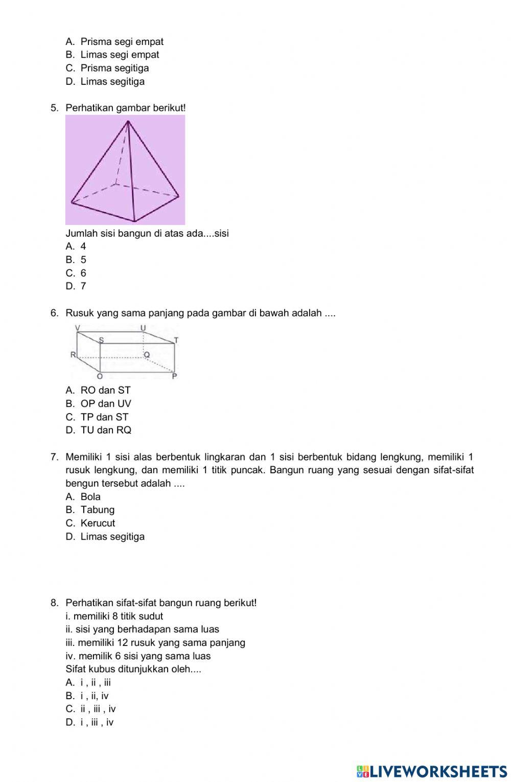 Latihan Soal Pas Matematika Bagian 1