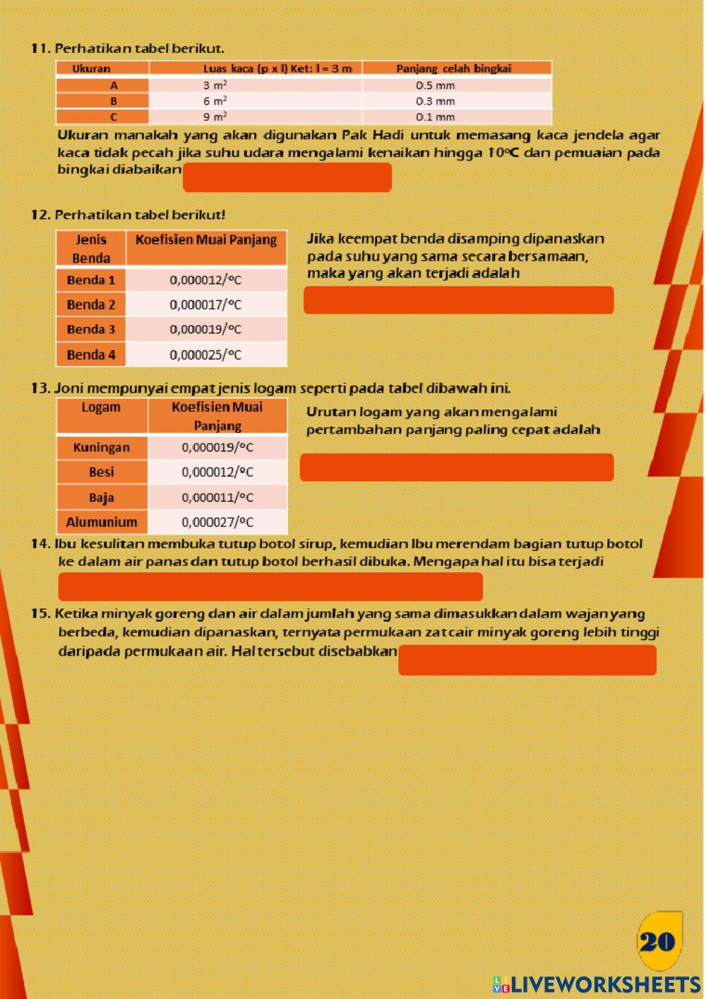 Uji Kompetensi Materi Suhu dan Perubahannya