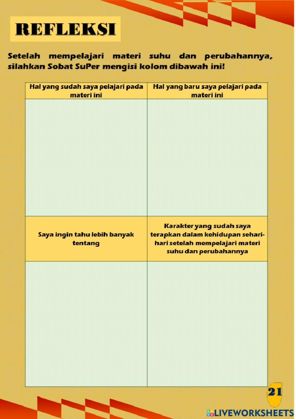 Uji Kompetensi Materi Suhu dan Perubahannya