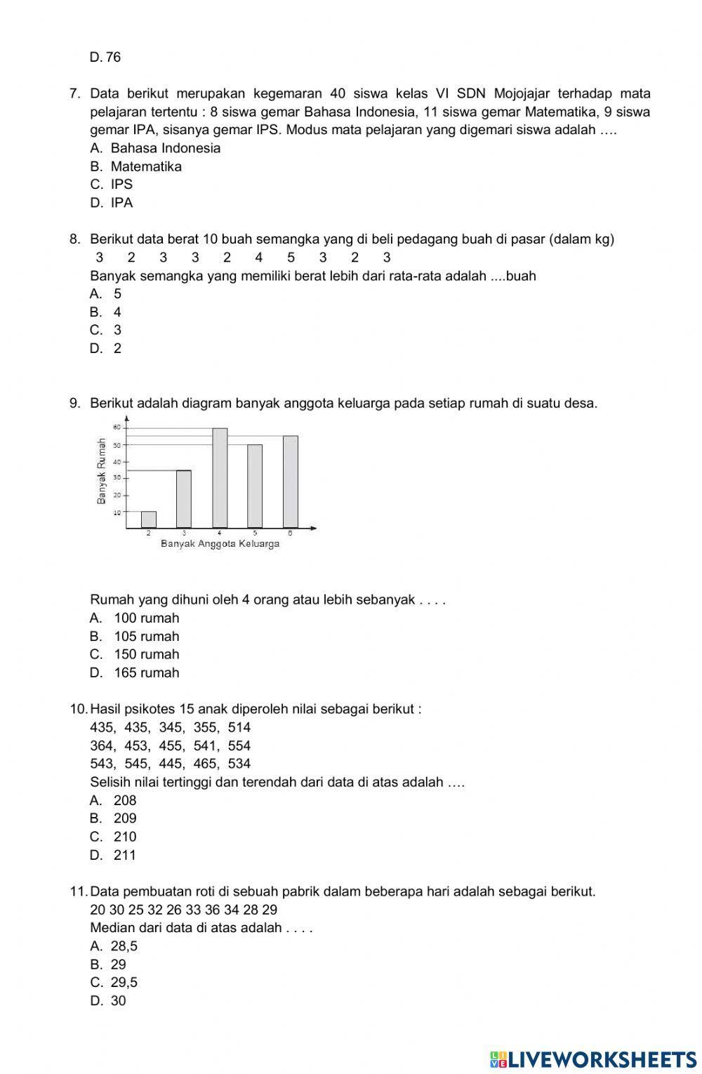 Latihan pas matematika bagian 2