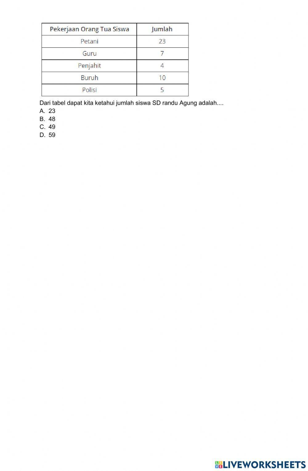 Latihan pas matematika bagian 2