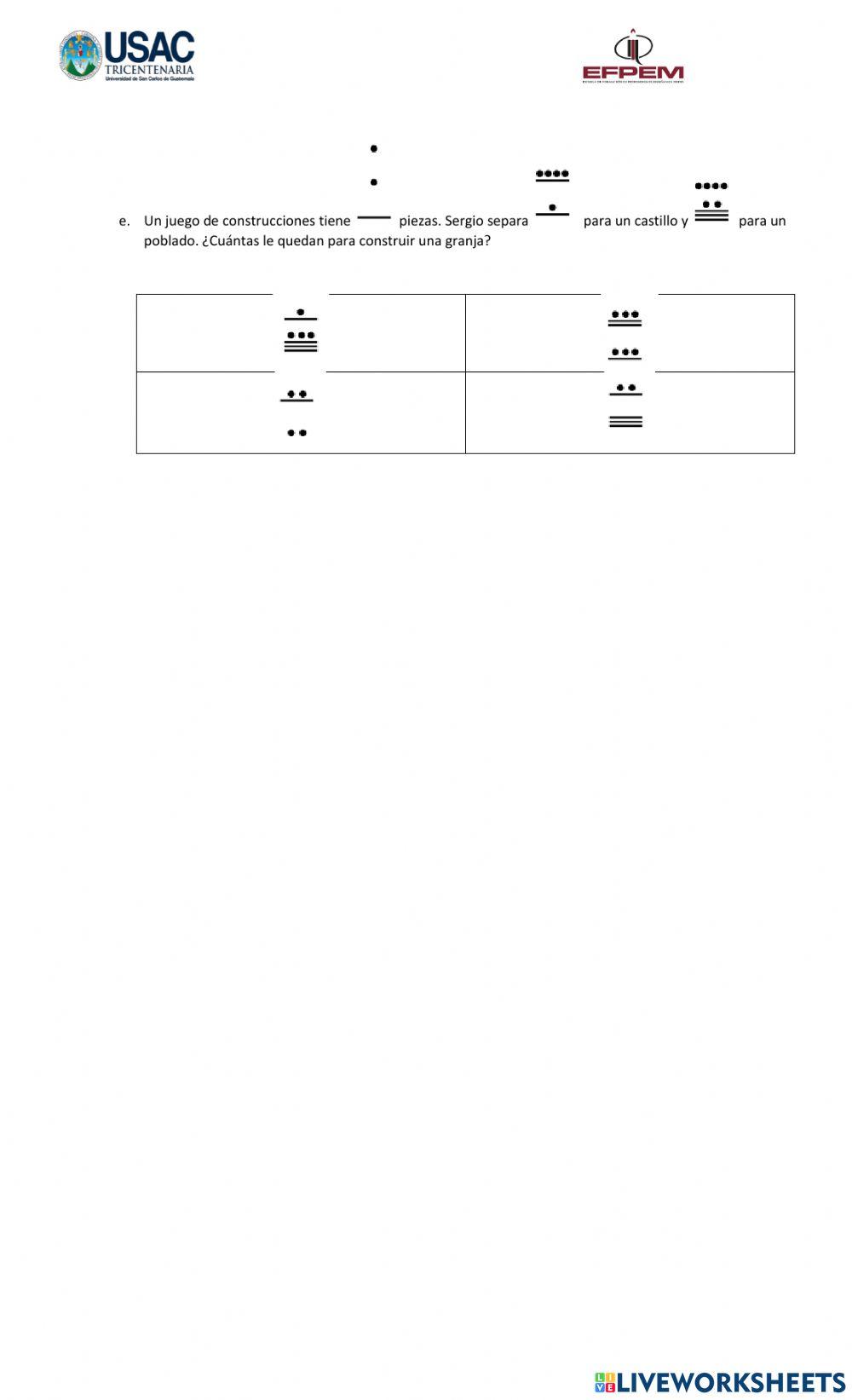 Problemas numeración maya