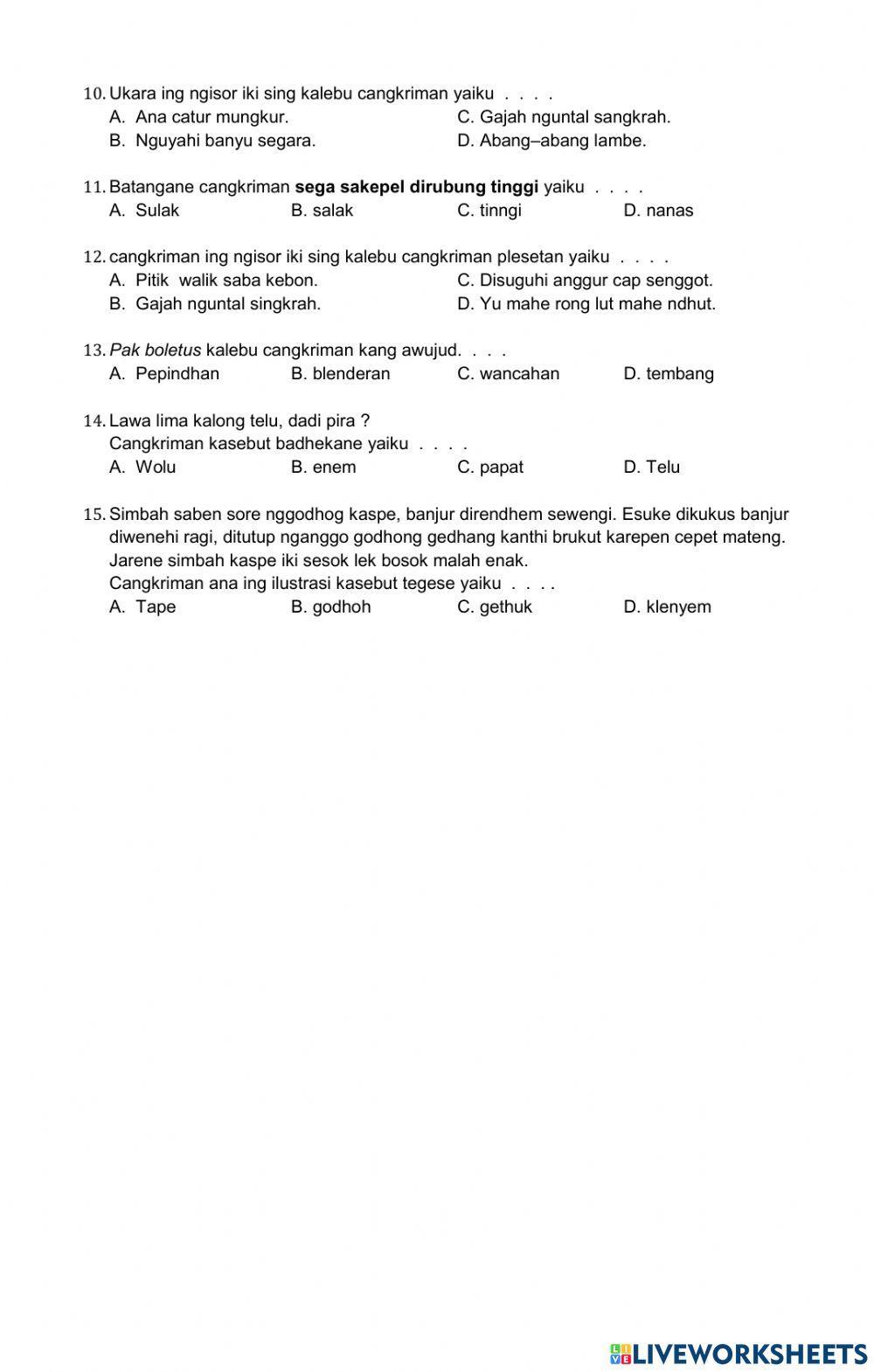 Bahasa Jawa  KD 3.4 Cangkriman