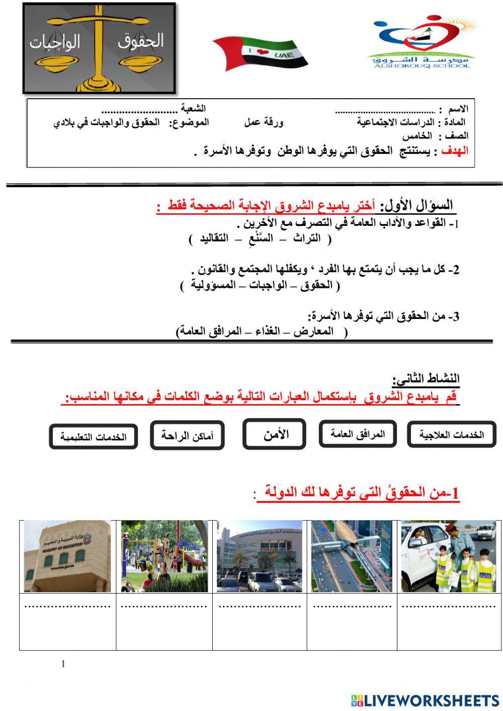 ورقة عمل خامس الحقوق والواجبات