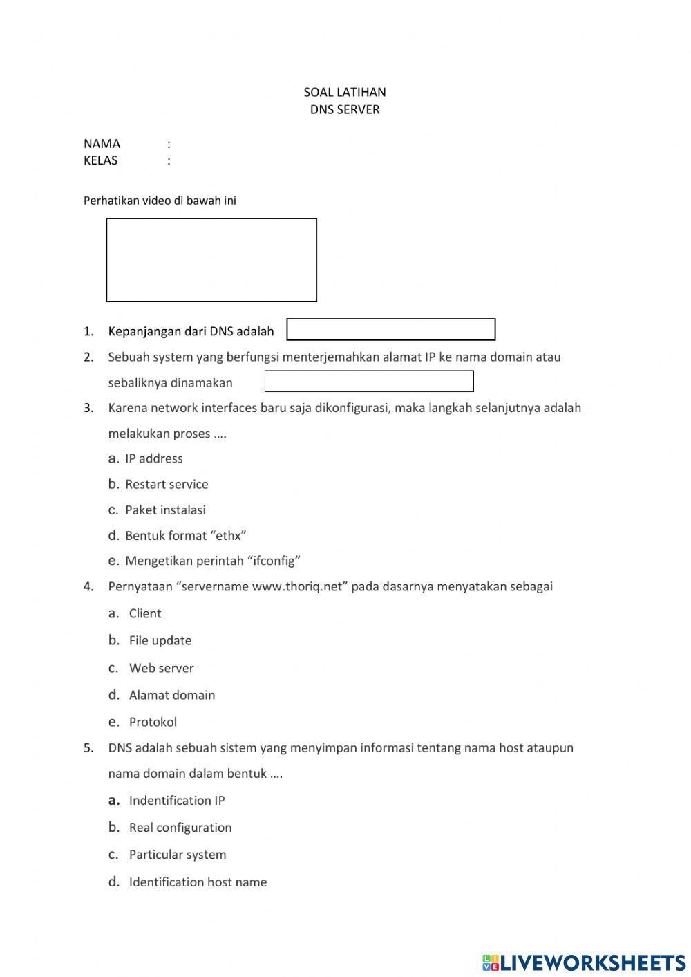 Soal dns server 5308899 indriati liveworksheets