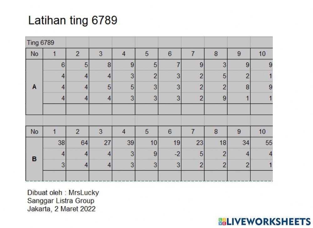 Penjumlahan dan Pengurangan (ting 6789)