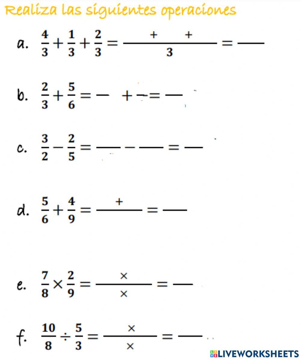 Operaciones de fracciones