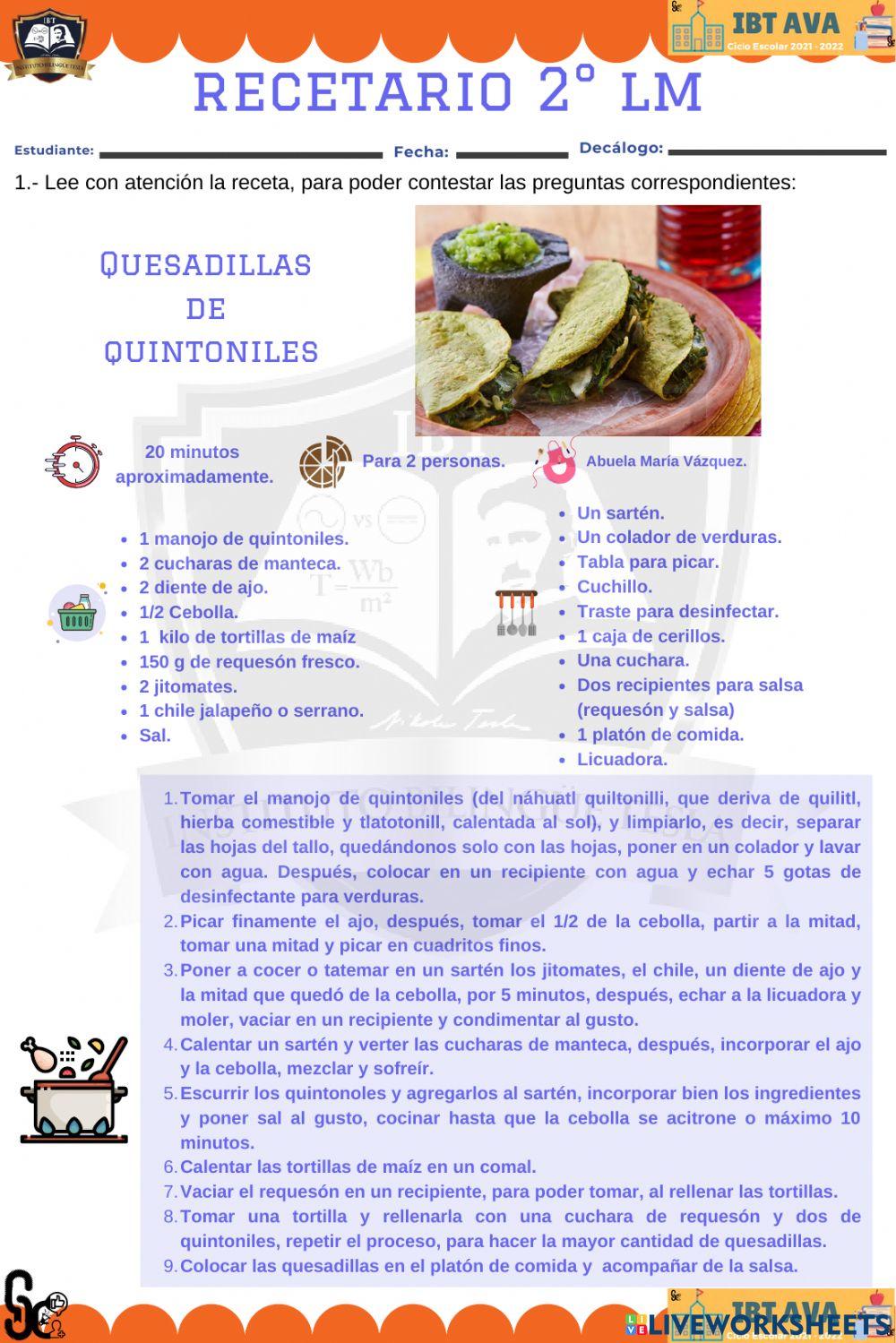 Recetario 2° Ficha 4