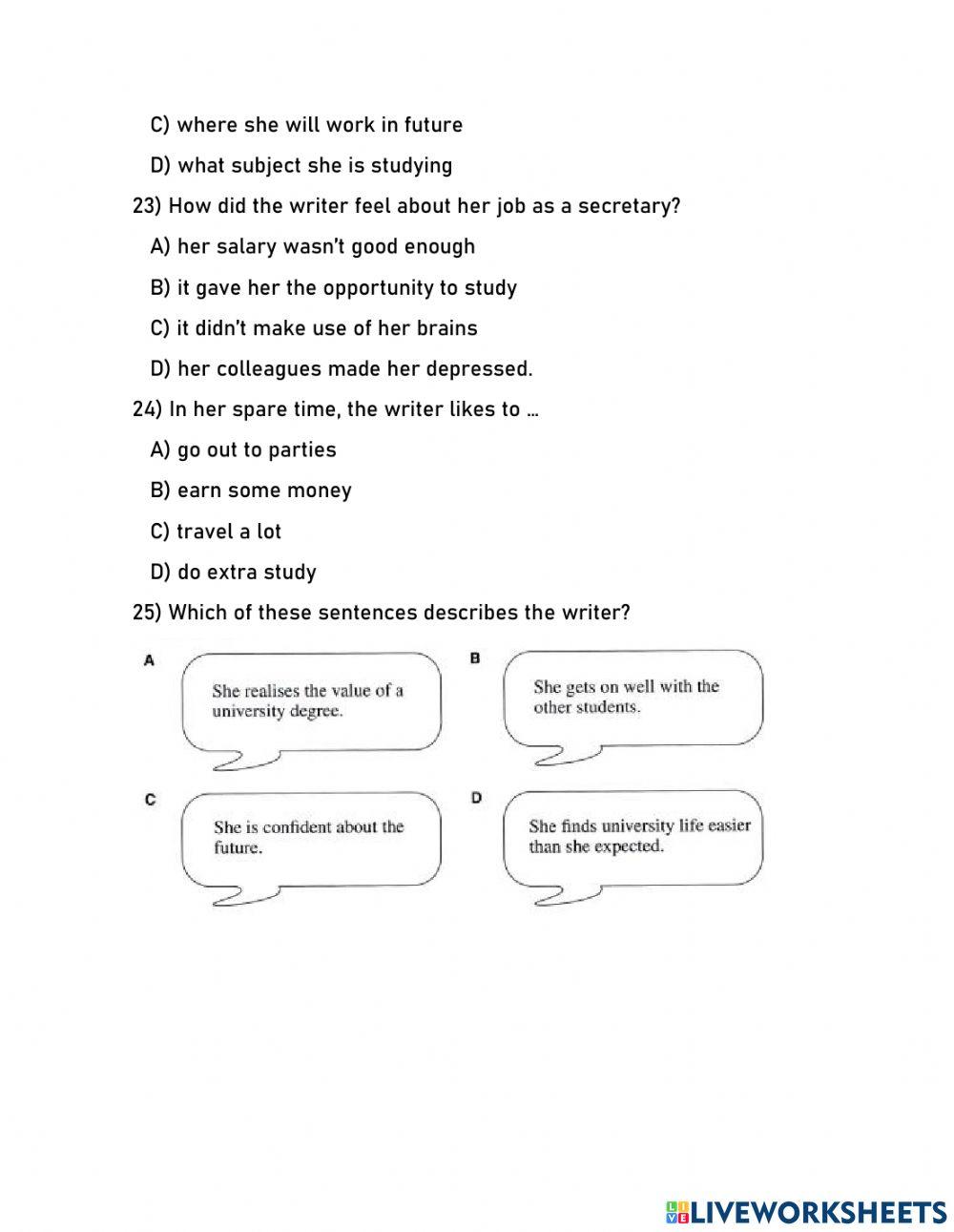 PET Mock Test Reading