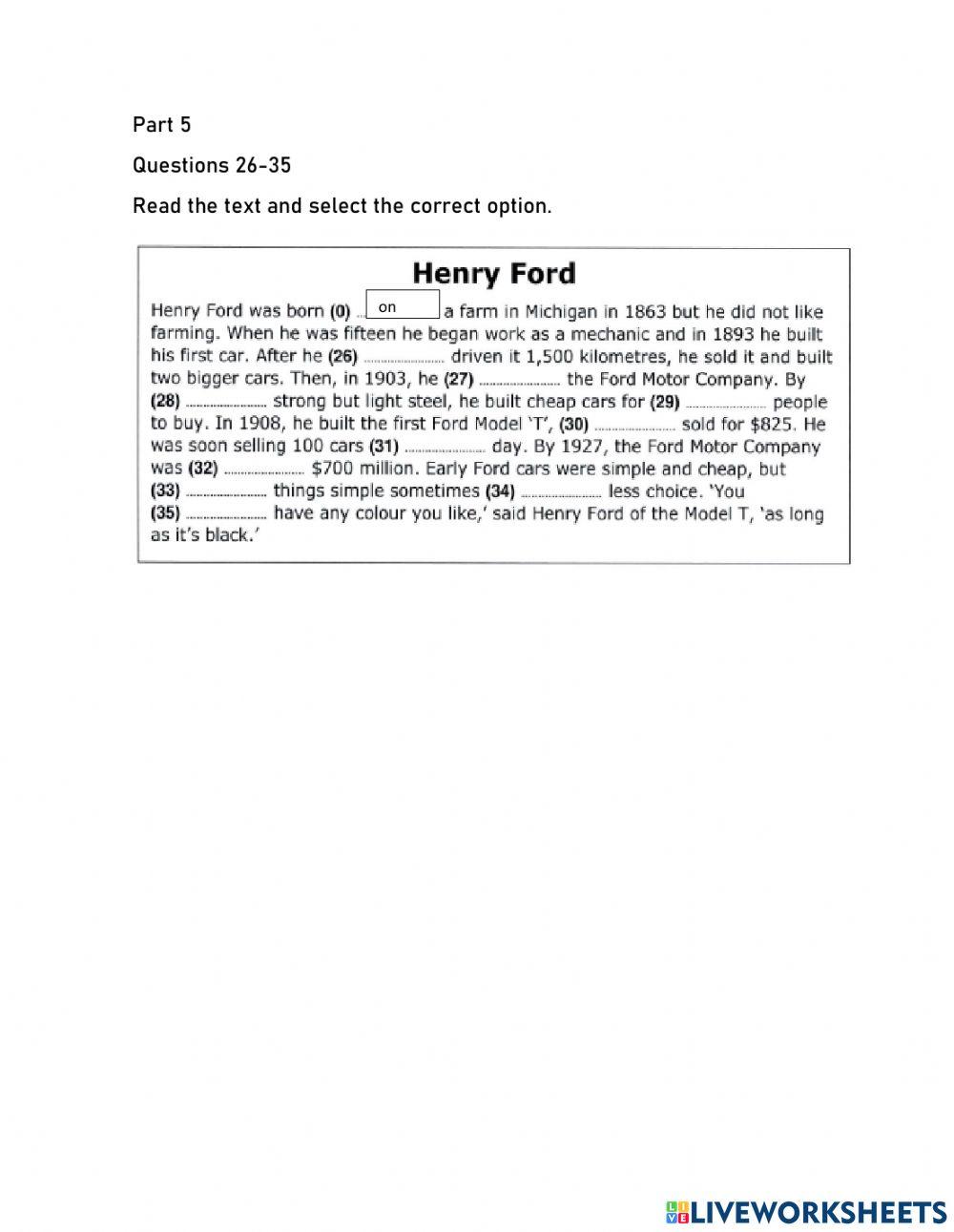 PET Mock Test Reading