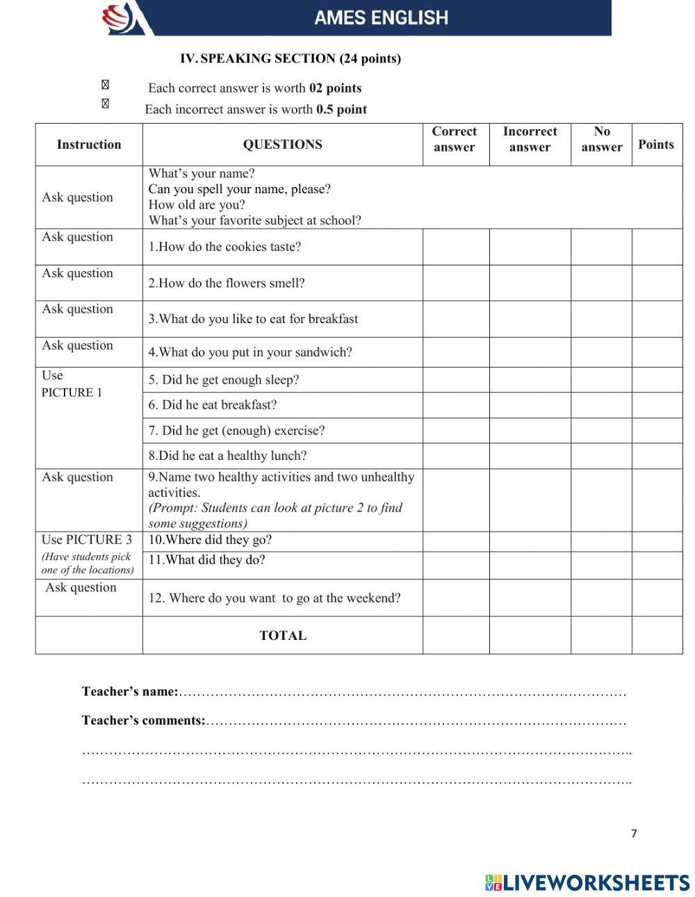 Movers 2 - Final Test