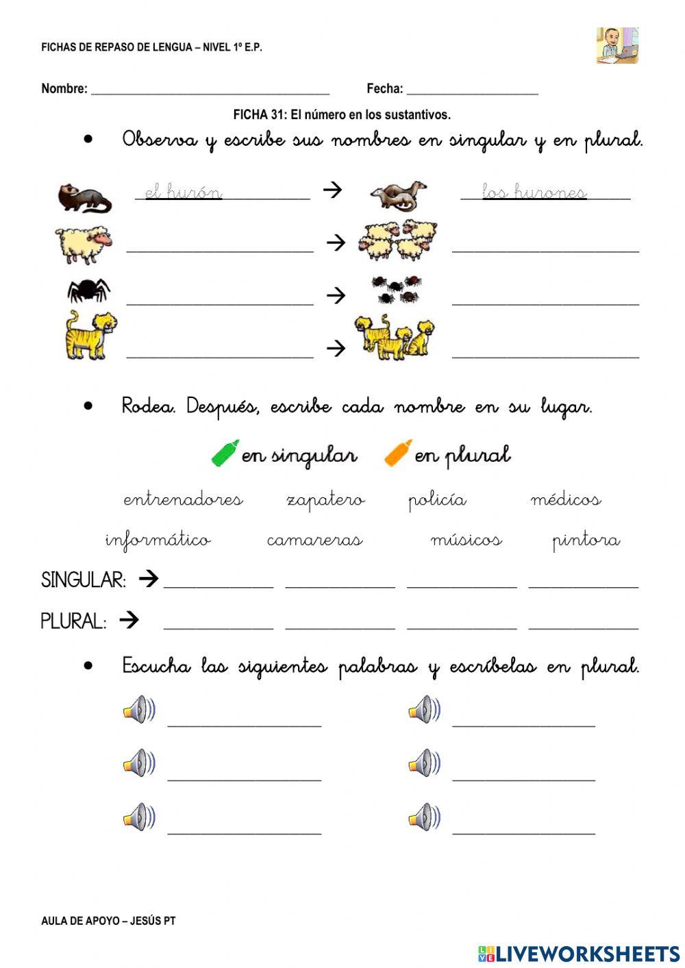 Ficha Lengua 31-1EP-El número de los sustantivos