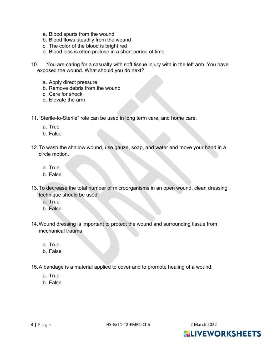 Haemorrhage and wound