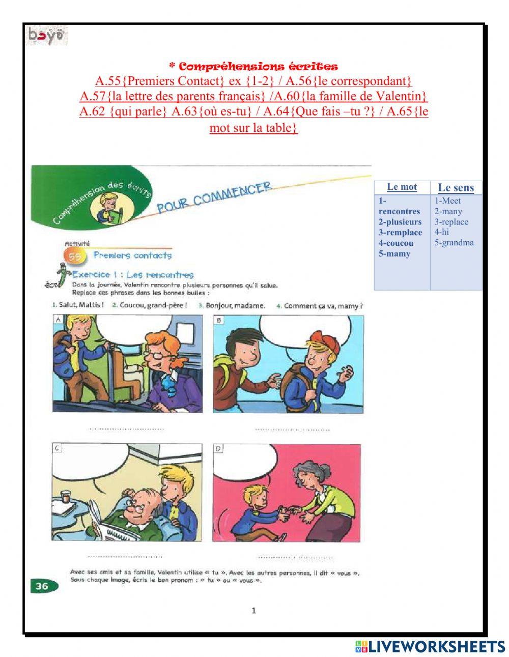 Devoir comprehensions ecrites