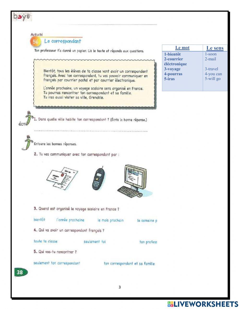 Devoir comprehensions ecrites