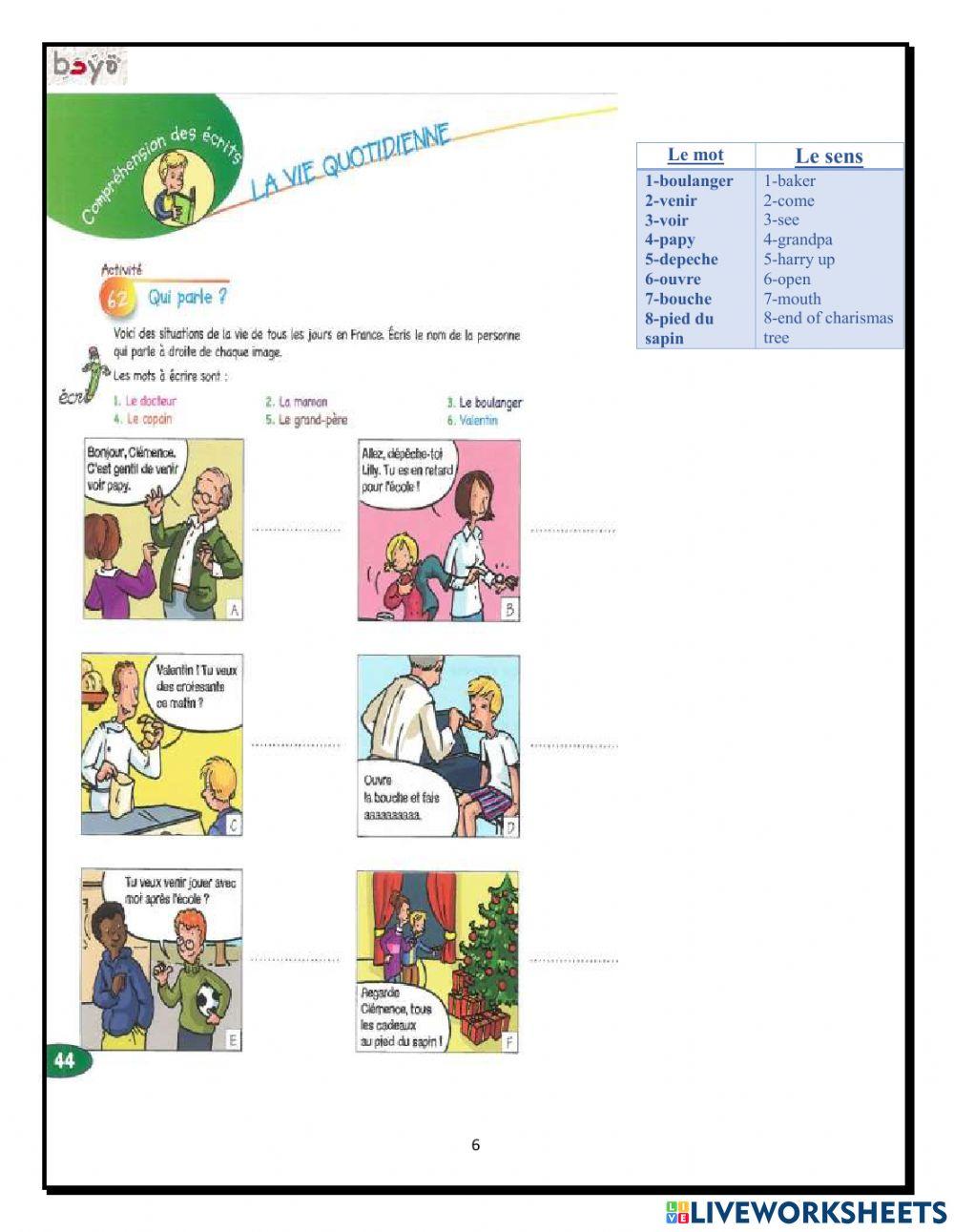 Devoir comprehensions ecrites