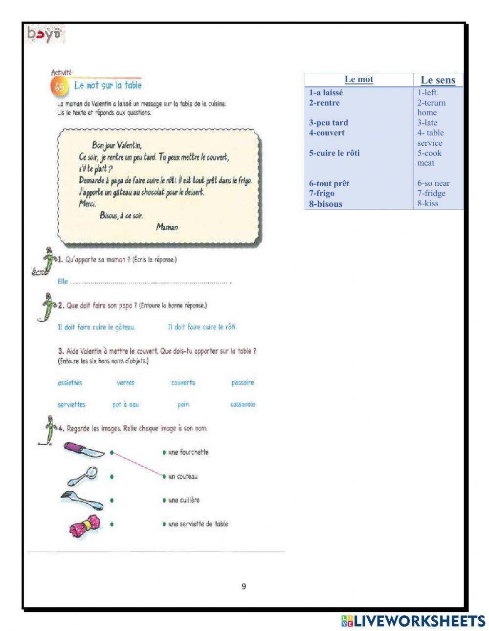 Devoir comprehensions ecrites