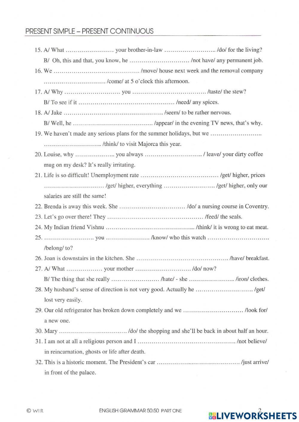 Present Simple and Present Continuous