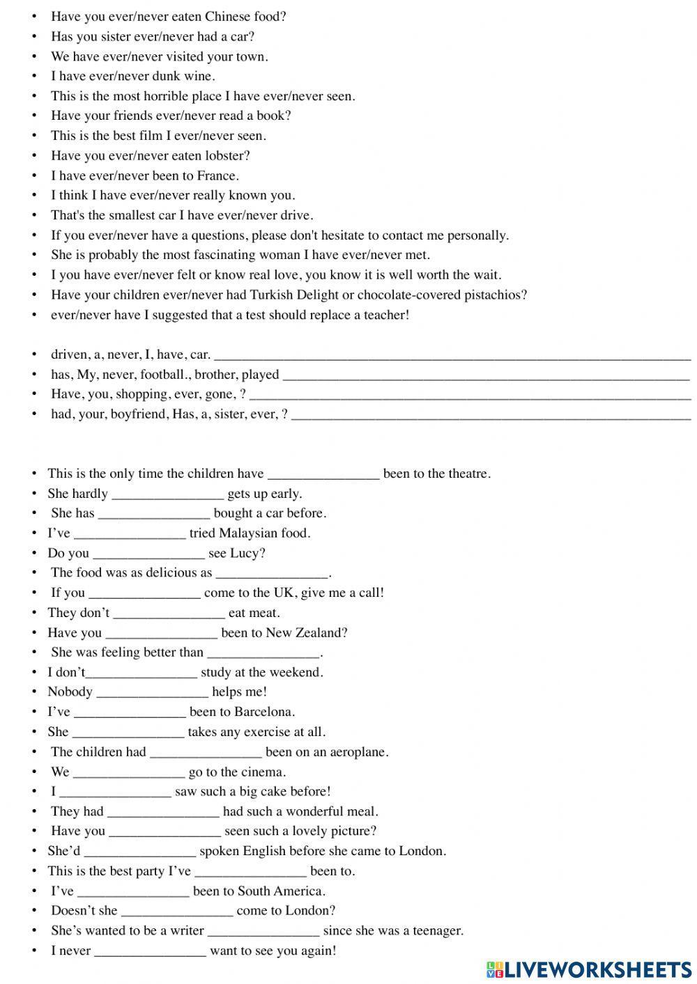 Present Perfect Simple Exercises