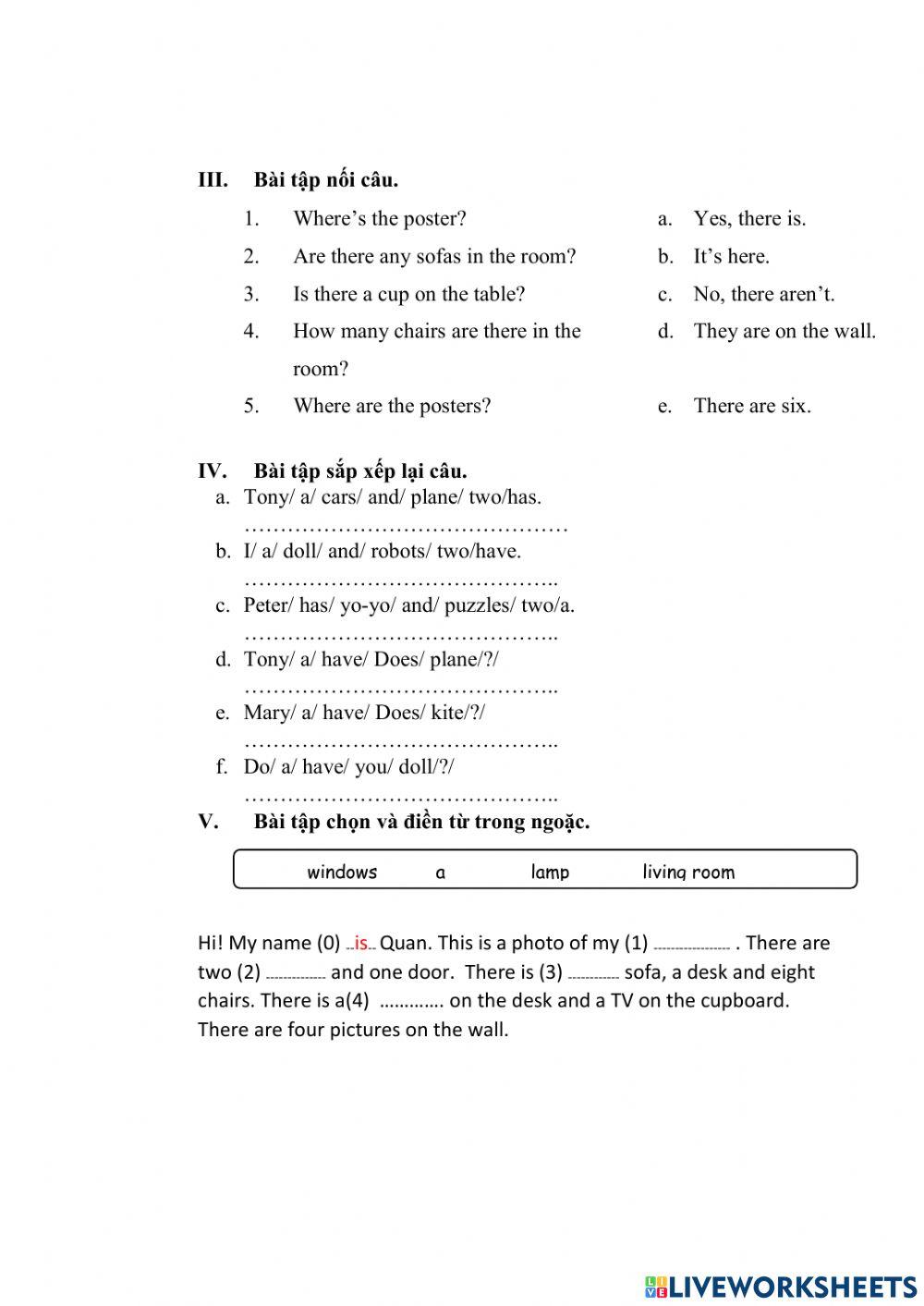 Luyện tập giữa kì 2 lớp 3