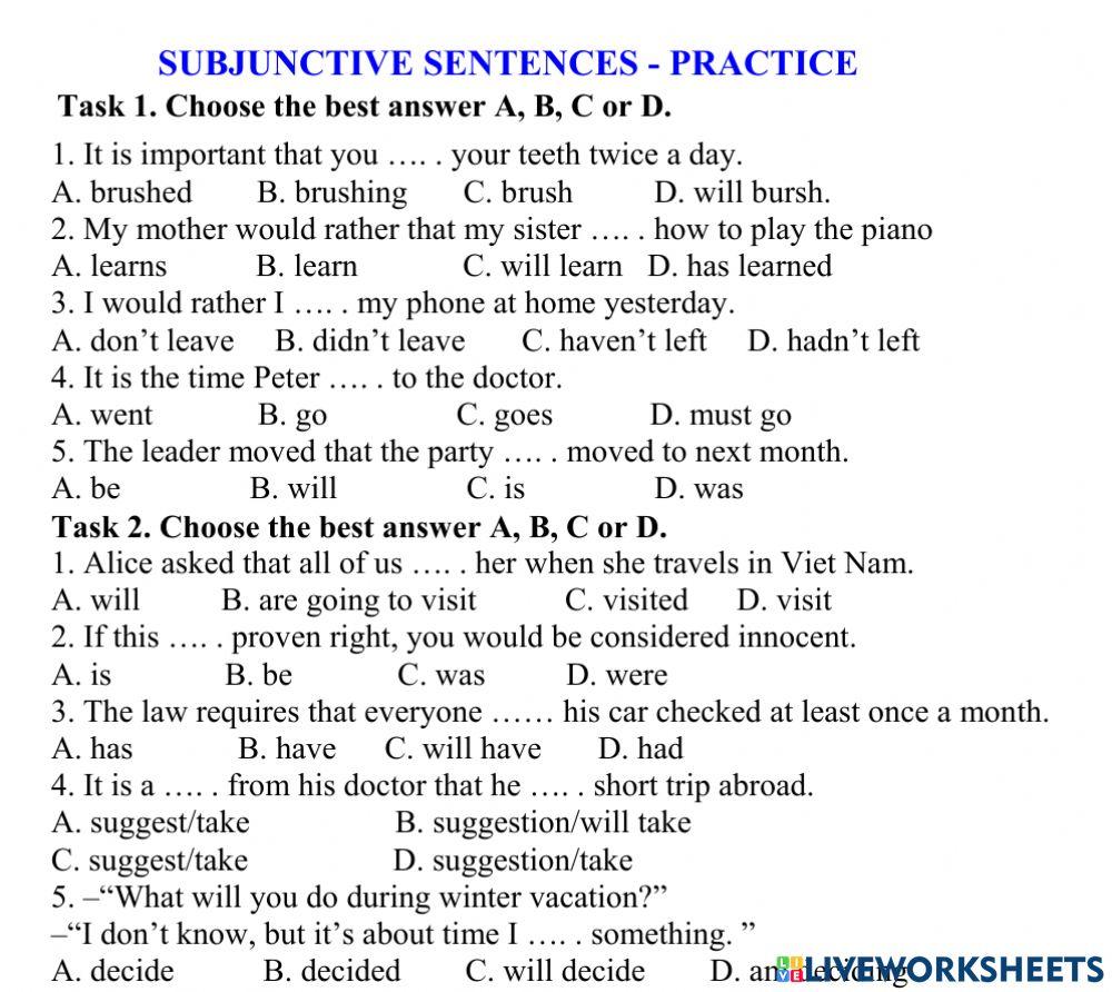 Subjunctive - Practice